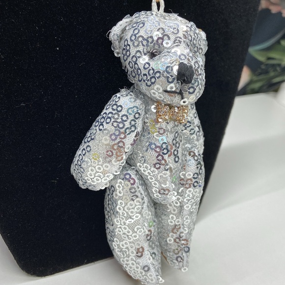 Accessories - Silver bling sequins bear key purse charm